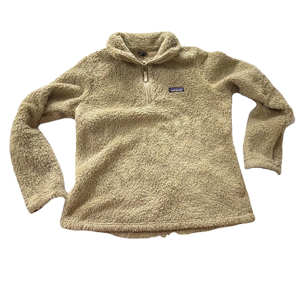 Patagonia 1/4 Zip Fleece Pullover Womens Sz Medium Coat Khaki Walking Hiking